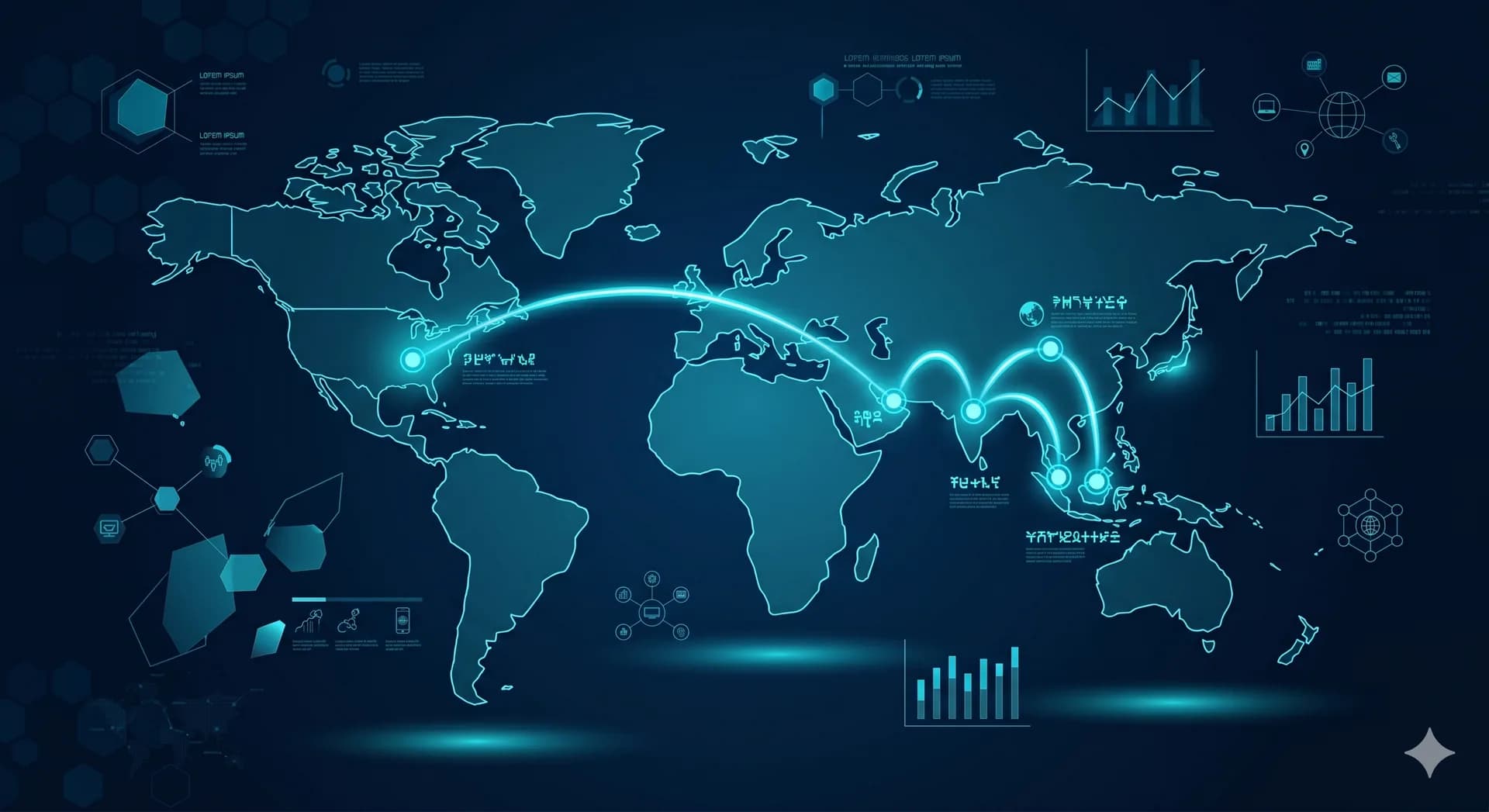 Global office network map concept